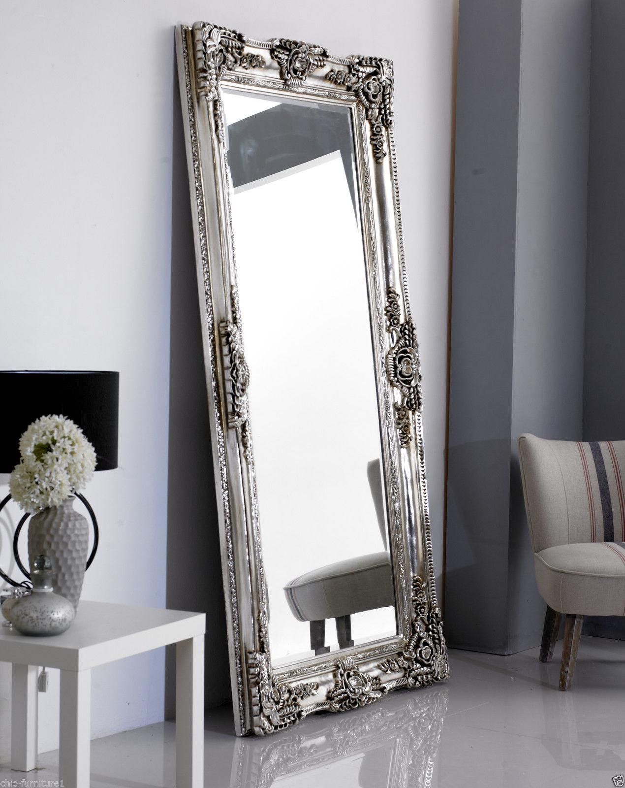 New!!! Large Rocco Leaner Silver Ornate Wall Mirror – 200X100Cm | Ebay Intended For Large Rococo Mirror (Photo 15 of 20)