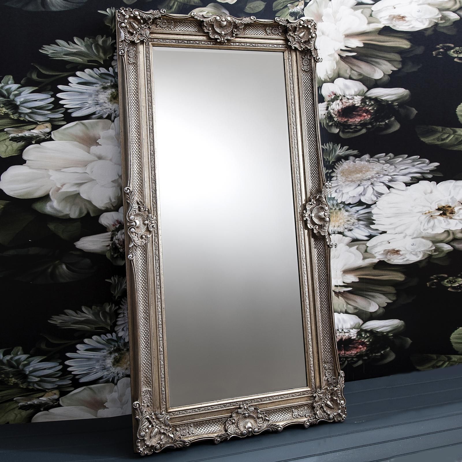 Ornate Antique Silver Floor Standing Mirror – Primrose & Plum In Antique Silver Mirror (Photo 16 of 20)