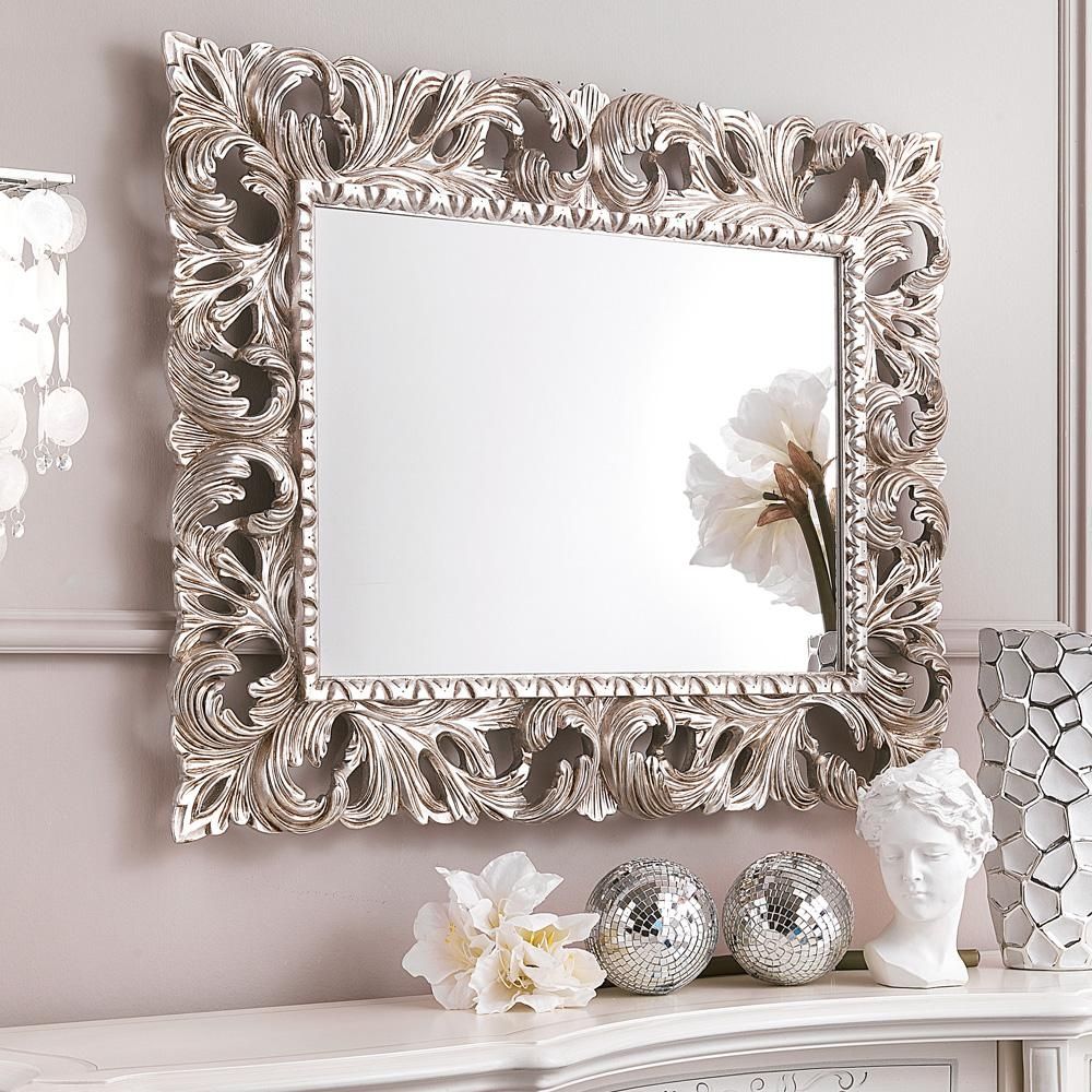 Ornate Silver Bathroom Mirror. Carved Ornate Framed Silver Wall Intended For Mirrors Ornate (Photo 4 of 20)