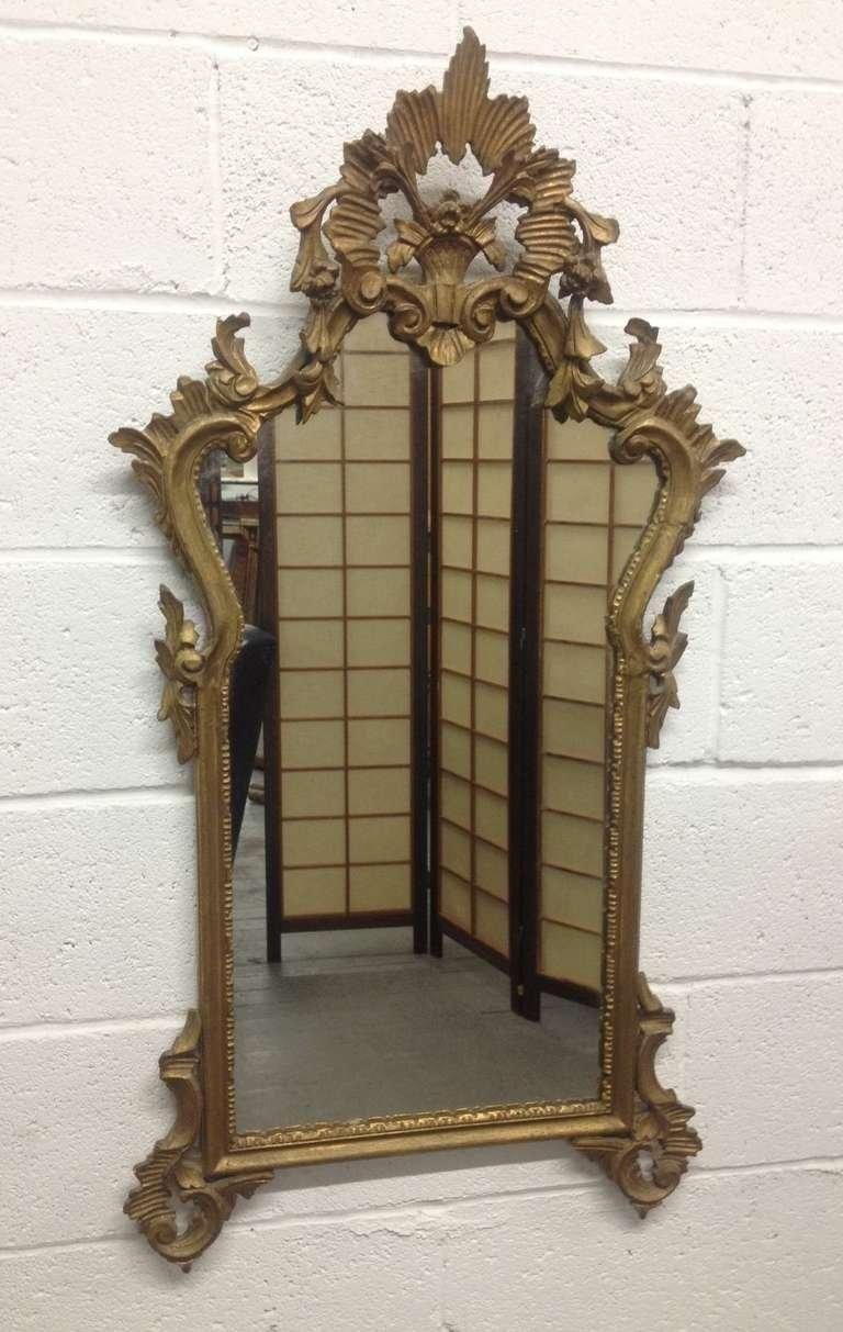 Pair Of French Antique Hand Carved Wooden Gilded Mirrors For Sale With Regard To French Mirrors Antique (View 4 of 20)