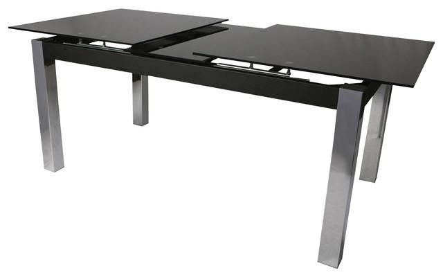 Pastel Monaco Rectangular Black Glass Dining Table In Chrome Throughout Chrome Dining Tables (View 11 of 20)