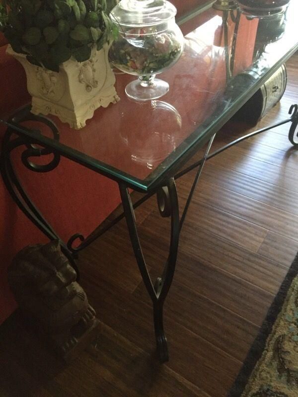 Pier One Wrought Iron With Glass Top Sofa Table (Household) In Regarding Pier One Sofa Tables (Photo 14 of 20)