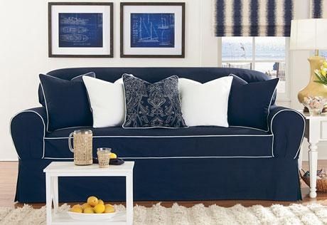Plain Blue Couch Slipcovers To Show Too Much Of The Room Before Pertaining To Blue Sofa Slipcovers (Photo 1 of 20)