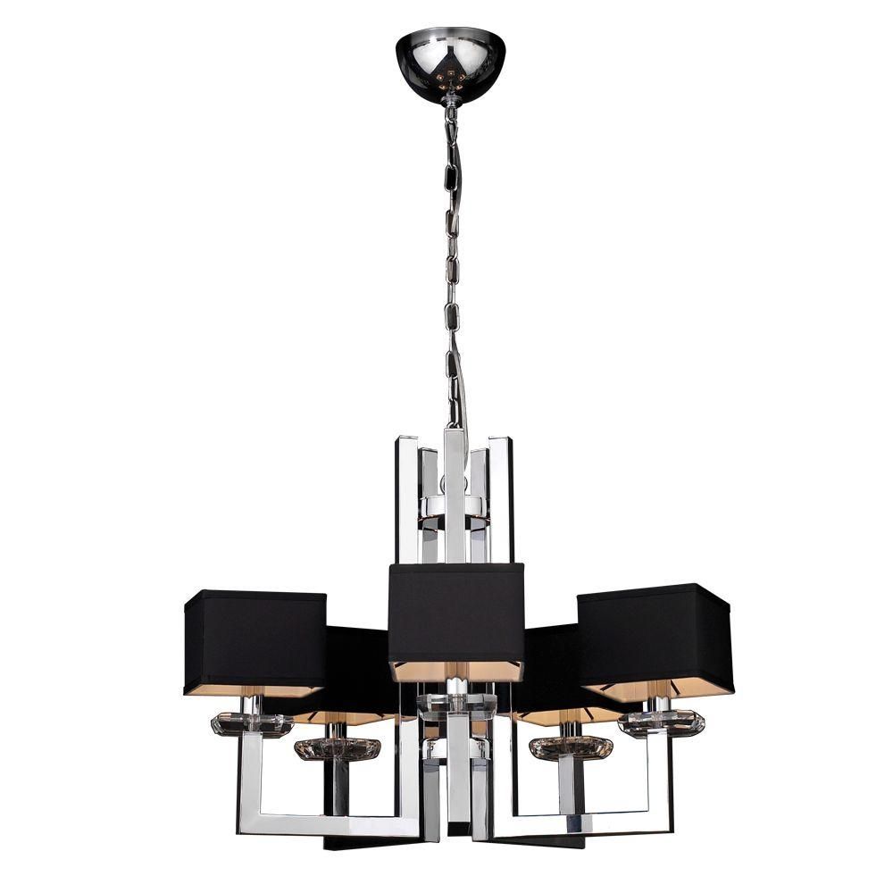 Plc Lighting 5 Light Polished Chrome Chandelier With Black Fabric Inside Black Chandeliers With Shades (View 11 of 25)