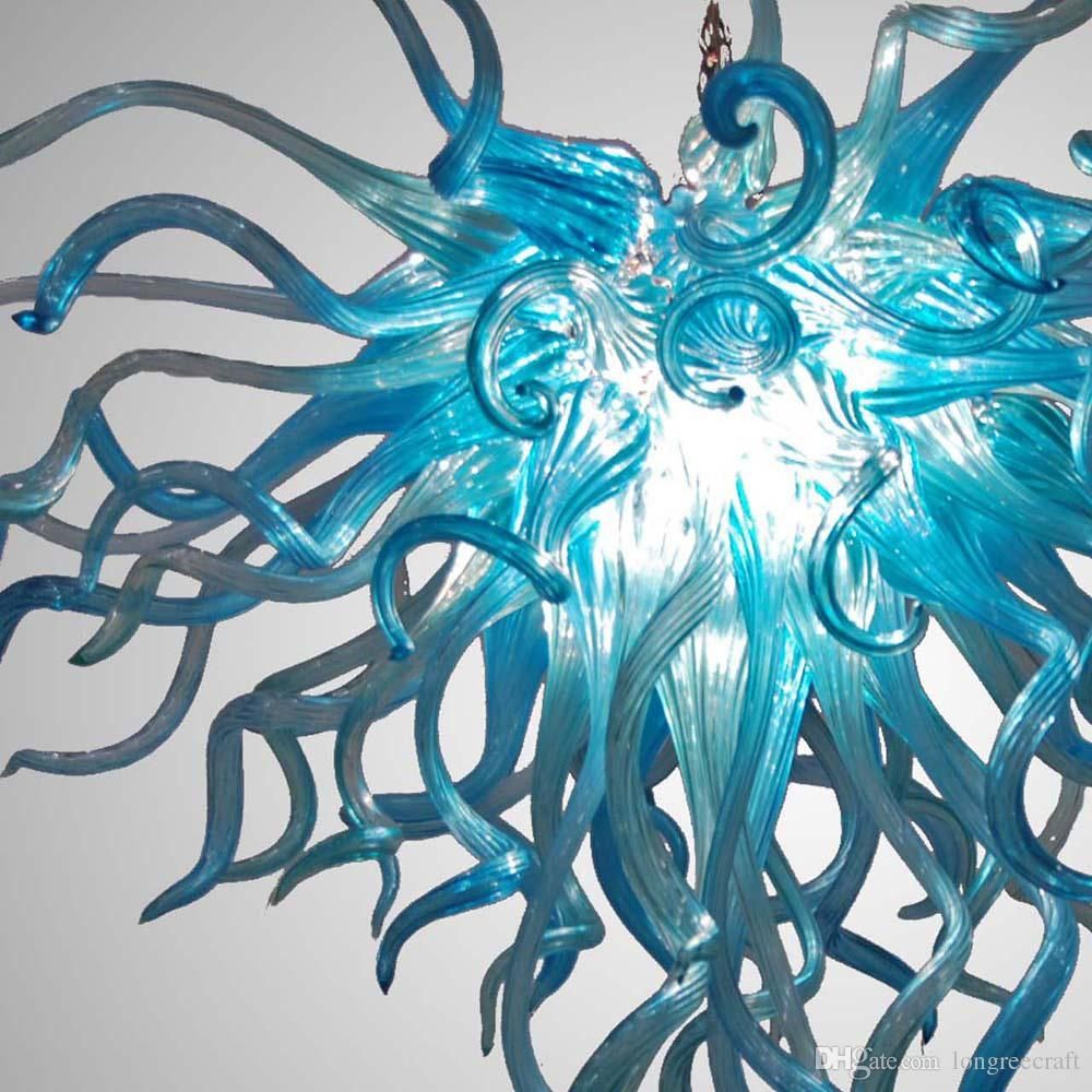 Popular Lamps Turquoise Bule Flower Hand Made Blown Glass Intended For Turquoise Mini Chandeliers (View 15 of 25)