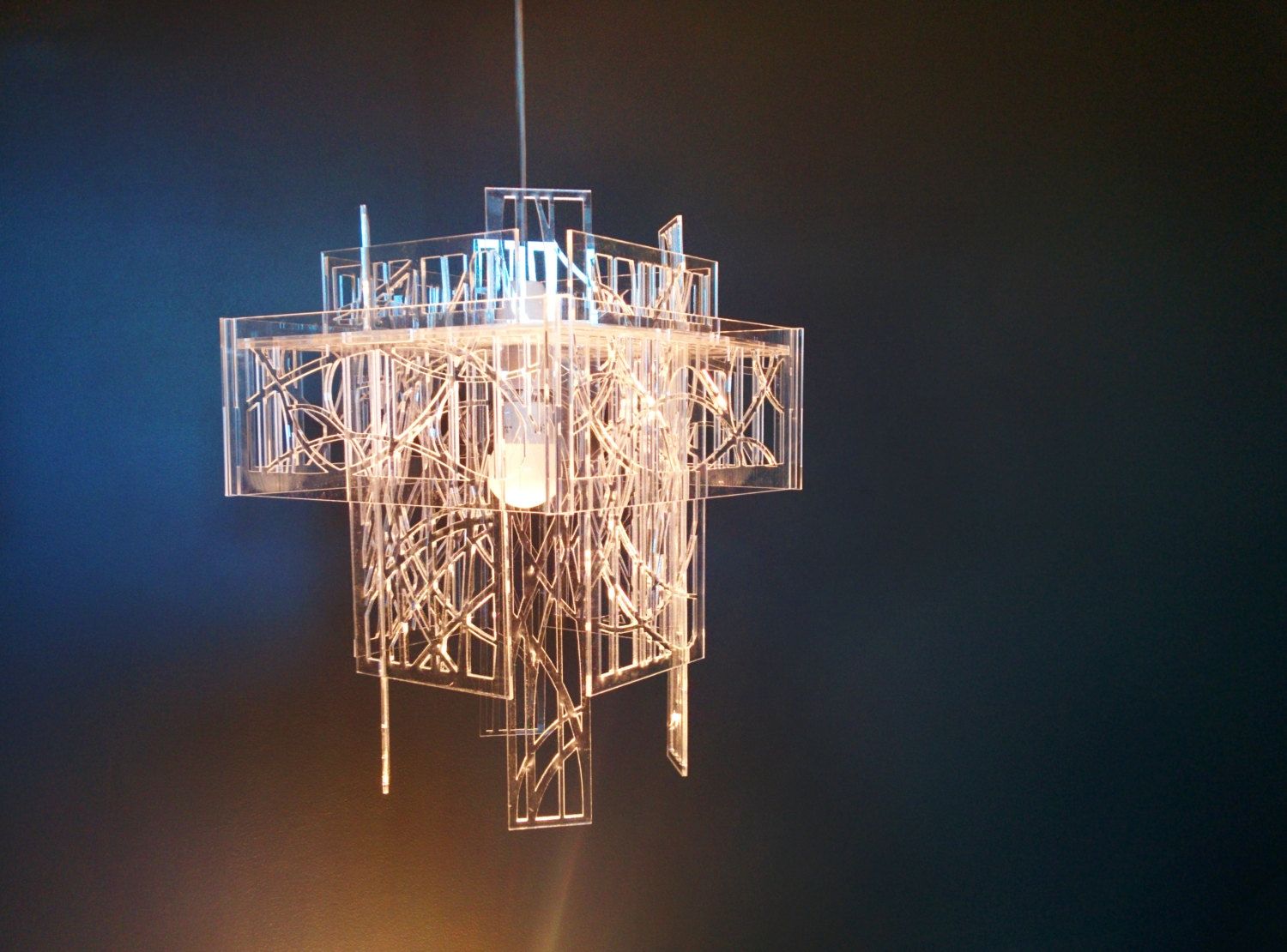 Recycled Acrylic Laser Cut Light Shade Chandelier In Acrylic Chandelier Lighting (View 19 of 25)