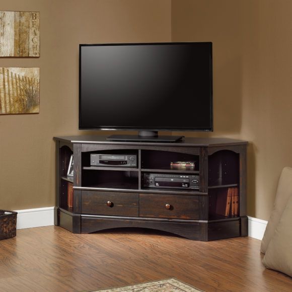 Remarkable Brand New Dark Brown Corner TV Stands For Furniture Tall Black Corner Tv Stand With Four Tiwr Shelf And (View 13 of 50)