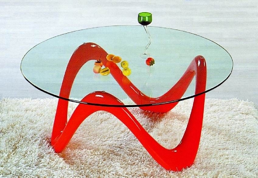 Remarkable Brand New Red Round Coffee Tables Intended For 374 Contemporary Red And Glass Round Coffee Table (Photo 17 of 50)