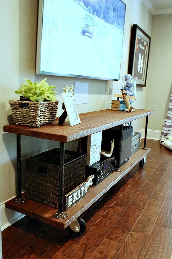 Remarkable Brand New Wooden TV Stands With Wheels Within Best 20 Industrial Tv Stand Ideas On Pinterest Industrial Media (View 27 of 50)