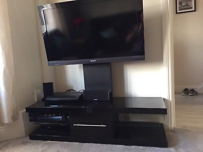 Remarkable Common Techlink Echo Ec130tvb TV Stands Throughout Elmob Clear Glass Tv Stand With Cable Management Tiltturnswivel (View 33 of 50)