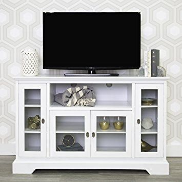 Remarkable Common White Wood TV Stands Within Amazon We Furniture 52 Wood Highboy Style Tall Tv Stand (Photo 23 of 50)