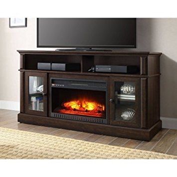 Remarkable Elite Brown TV Stands Inside Amazon Barston Laminated Wood Fireplace Dark Rustic Brown Tv (View 14 of 45)