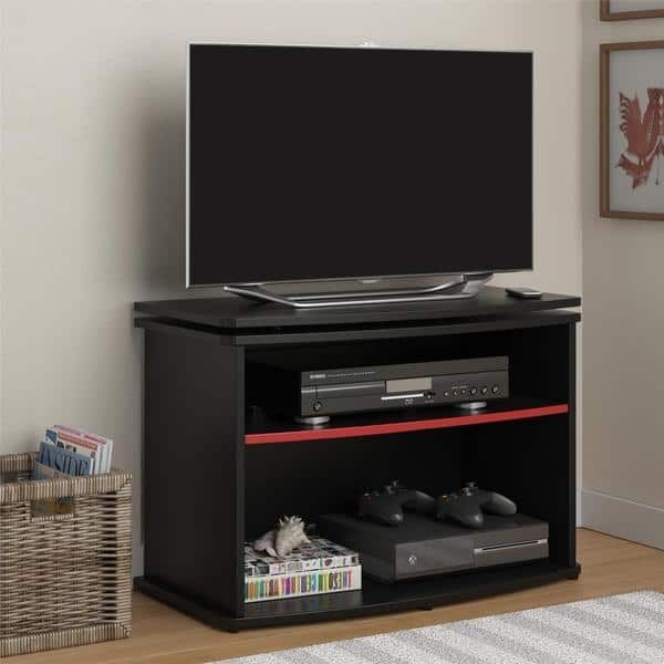 Remarkable Elite Swivel Black Glass TV Stands Pertaining To Altra Buckner Swivel Top Black Tv Stand Free Shipping Today (Photo 32 of 50)