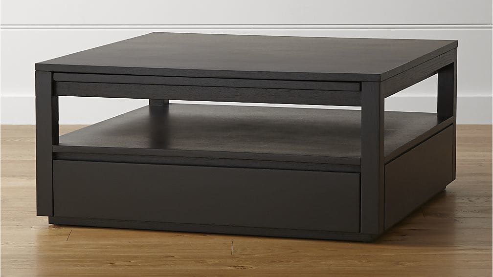 Remarkable Fashionable Square Coffee Tables With Storages Throughout Tourney Square Coffee Table Crate And Barrel (Photo 41 of 50)