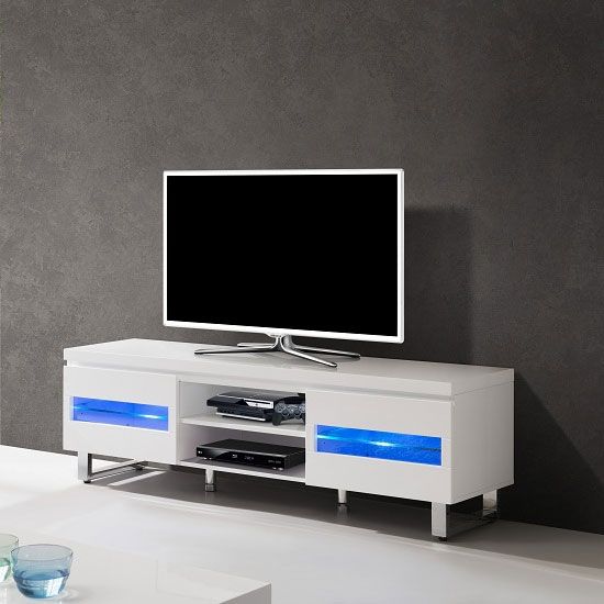 Remarkable High Quality TV Stands With LED Lights Intended For Zedan Lcd Tv Stand In White Gloss With Led Lights 23846 (Photo 30473 of 35622)