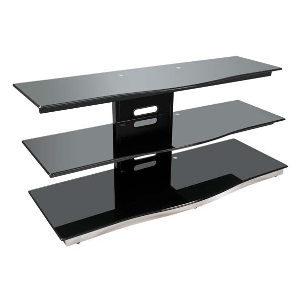 Remarkable Latest Glass Front TV Stands With Regard To Bello Modern Curved Front Black Glass 55 Inch Tv Stand Black Pvs (View 26 of 50)