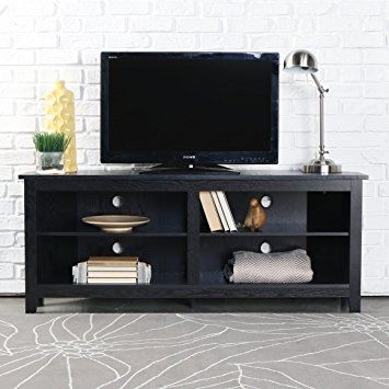 Remarkable New Corner Wooden TV Stands Regarding Amazon We Furniture 58 Wood Corner Tv Stand Console Black (View 50 of 50)
