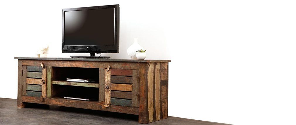 Remarkable Popular RecycLED Wood TV Stands For Mayotte Recycled Wood Tv Stand Miliboo (View 28 of 50)
