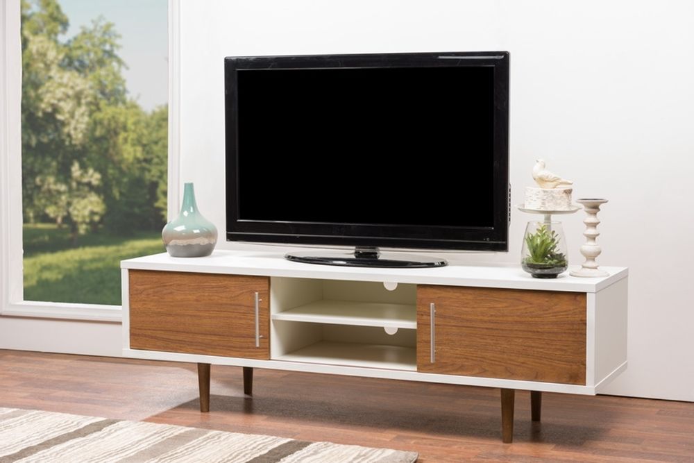 Remarkable Premium White Contemporary TV Stands In Baxton Studio Gemini Wood Contemporary Tv Stand (Photo 19504 of 35622)