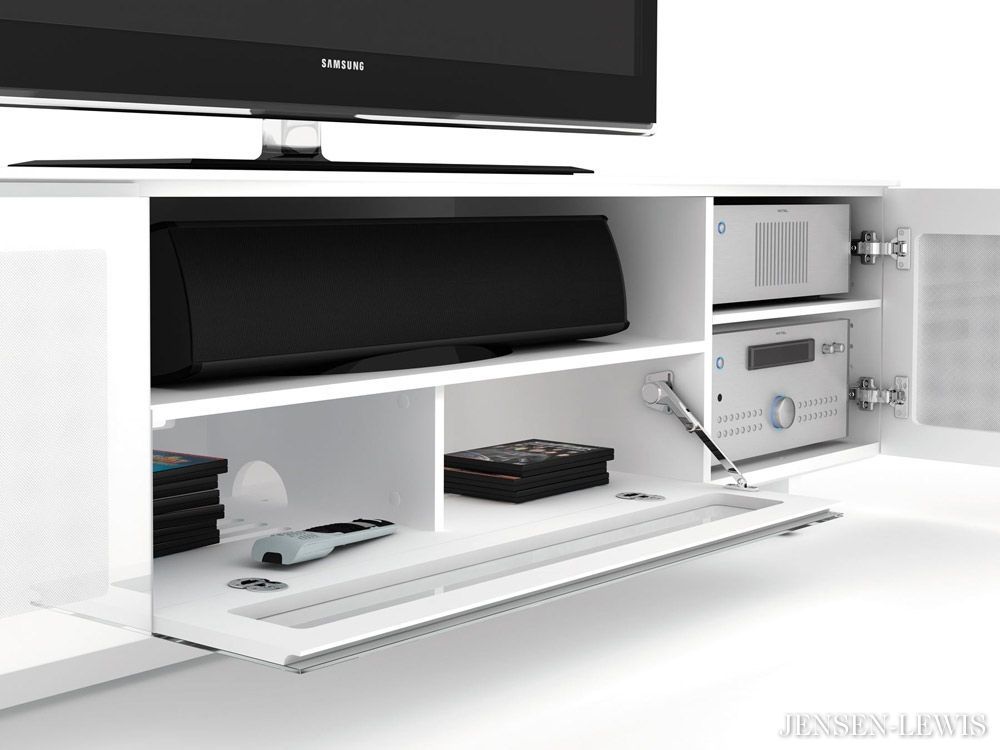 Remarkable Trendy Gloss White TV Cabinets Throughout Bdi Nora Tv Stand 8239 Jensen Lewis New York Furniture (View 47 of 50)