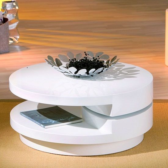 Remarkable Unique Round Swivel Coffee Tables With Rotondi Round Swivel White High Gloss Coffee Table  (View 47 of 50)