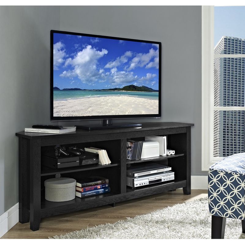 Remarkable Variety Of Black Wood Corner TV Stands Regarding Wood Tv Consoles (View 49 of 50)