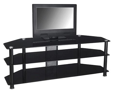 Remarkable Well Known Black TV Stands Intended For Rta Large Black Glass Corner Tv Stand For 36 60 Inch Screens Tvm 060b (View 5 of 50)