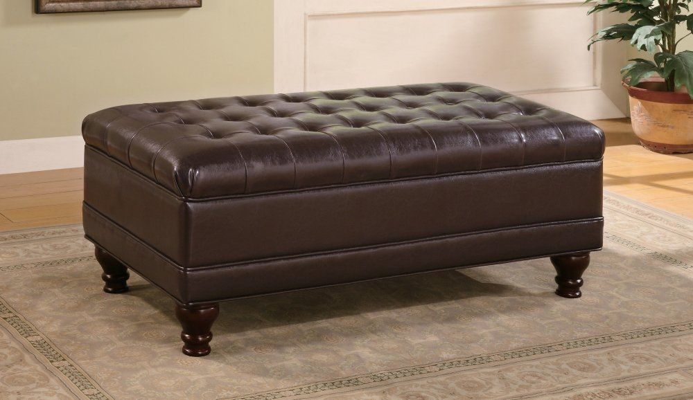 Remarkable Wellliked Brown Leather Ottoman Coffee Tables With Magnificent Tufted Leather Ottoman Coffee Table 36 Top Brown (Photo 37 of 50)
