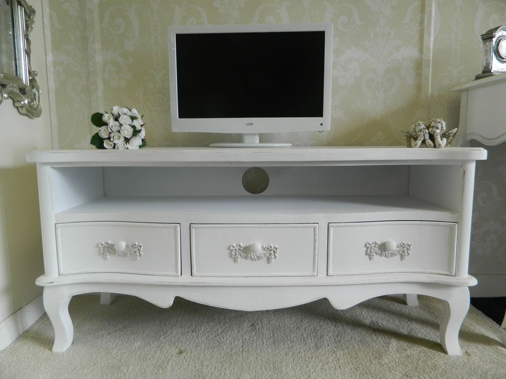 Remarkable Wellliked Large White TV Stands With Regard To Shab Chic Tv Stand In The Shab Chic Style Fashion And French (Photo 31107 of 35622)