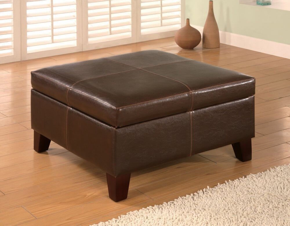 Remarkable Widely Used Brown Leather Ottoman Coffee Tables With Storages Intended For 36 Top Brown Leather Ottoman Coffee Tables (View 5 of 40)