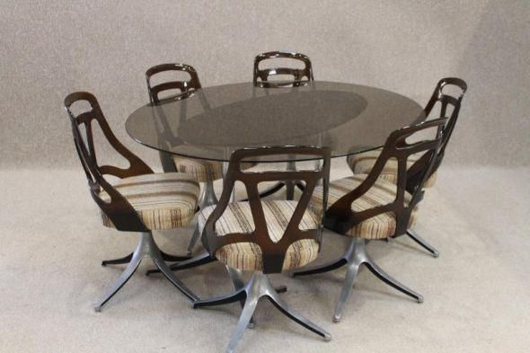 Retro Dining Room Table And Chairs 1970S Regarding Retro Glass Dining Tables And Chairs (View 7 of 20)
