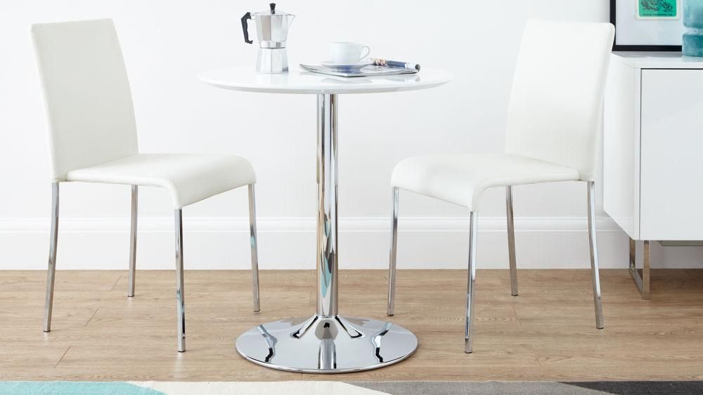 Round White Gloss 2 Seater Dining Table | Pedestal Base | Uk Throughout Dining Tables With 2 Seater (Photo 10 of 20)