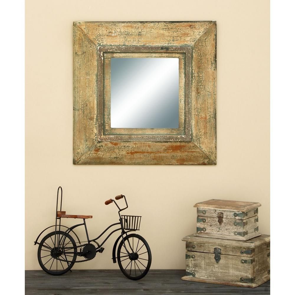 Rustic 22 In. X 22 In. Distressed Framed Mirror 69268 – The Home Depot In Distressed Framed Mirror (Photo 4 of 20)