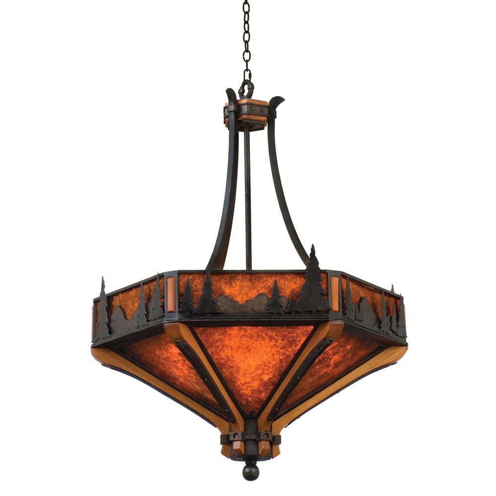 Rustic Chandeliers Aspen Treescape Inverted Pendant Lightblack In Inverted Pendant Chandeliers (View 8 of 25)
