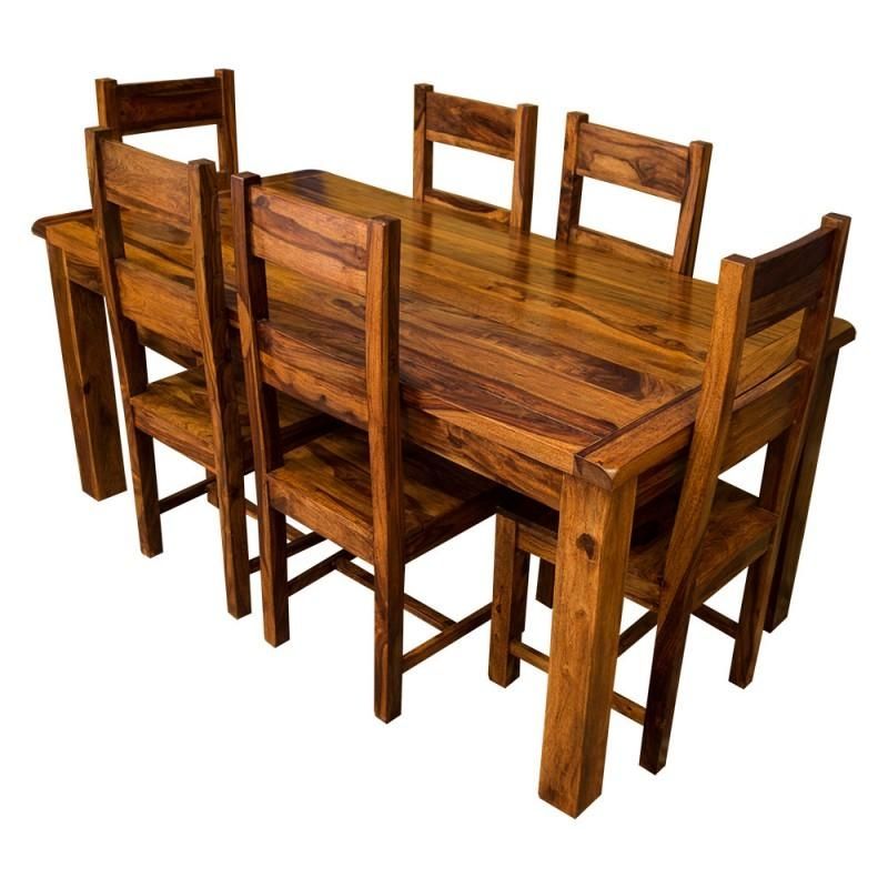 Samri Sheesham Dining Table & Six Chairs – Solid Sheesham Wood With Sheesham Dining Tables (Photo 1 of 20)