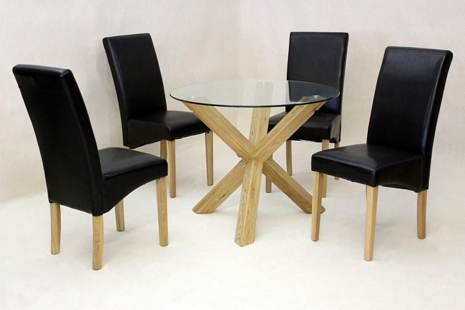 Saturn Small Solid Oak Dining Table Glass Only 950Mm Round In Round Glass Dining Tables With Oak Legs (View 8 of 20)