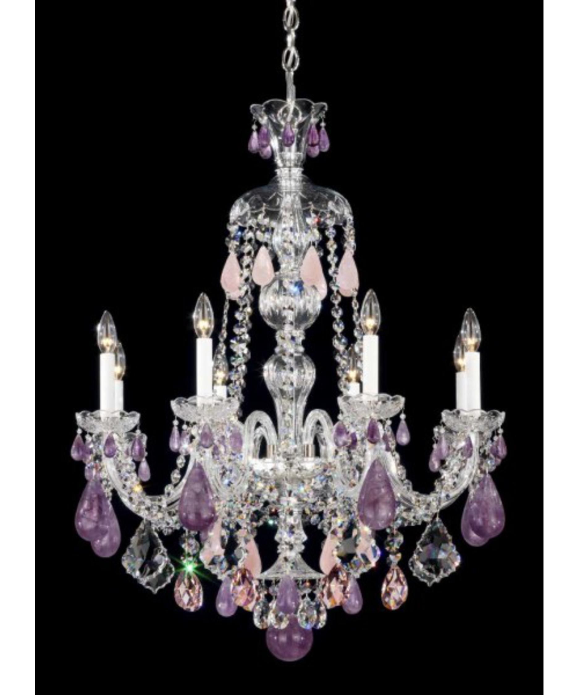 Schonbek 5537 Hamilton Rock Crystal 28 Inch Wide 8 Light In Purple Crystal Chandelier Lights (View 8 of 25)