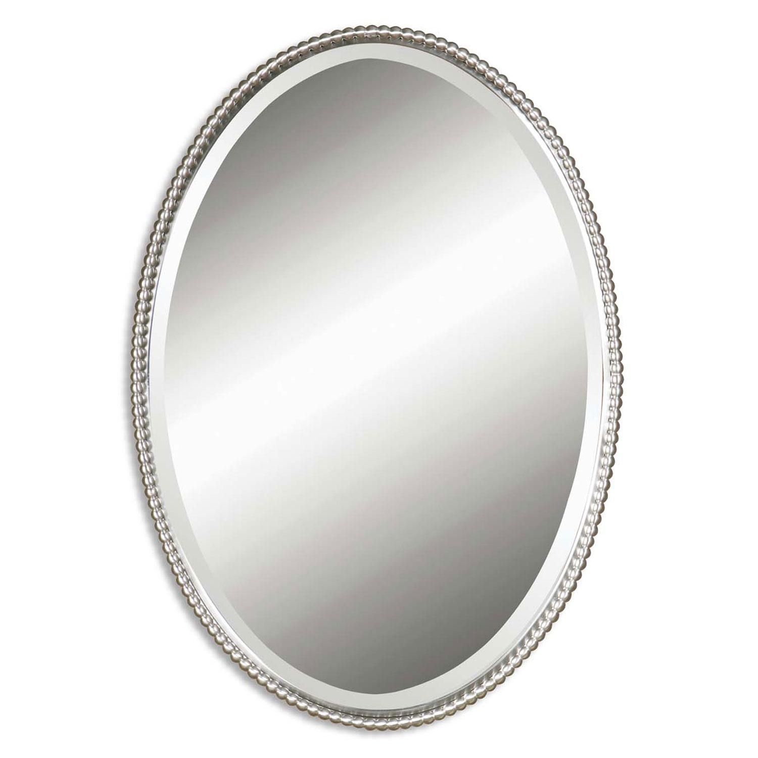 Sherise Brushed Nickel Oval Mirror Uttermost Wall Mirror Mirrors For Beveled Edge Oval Mirror (View 20 of 20)