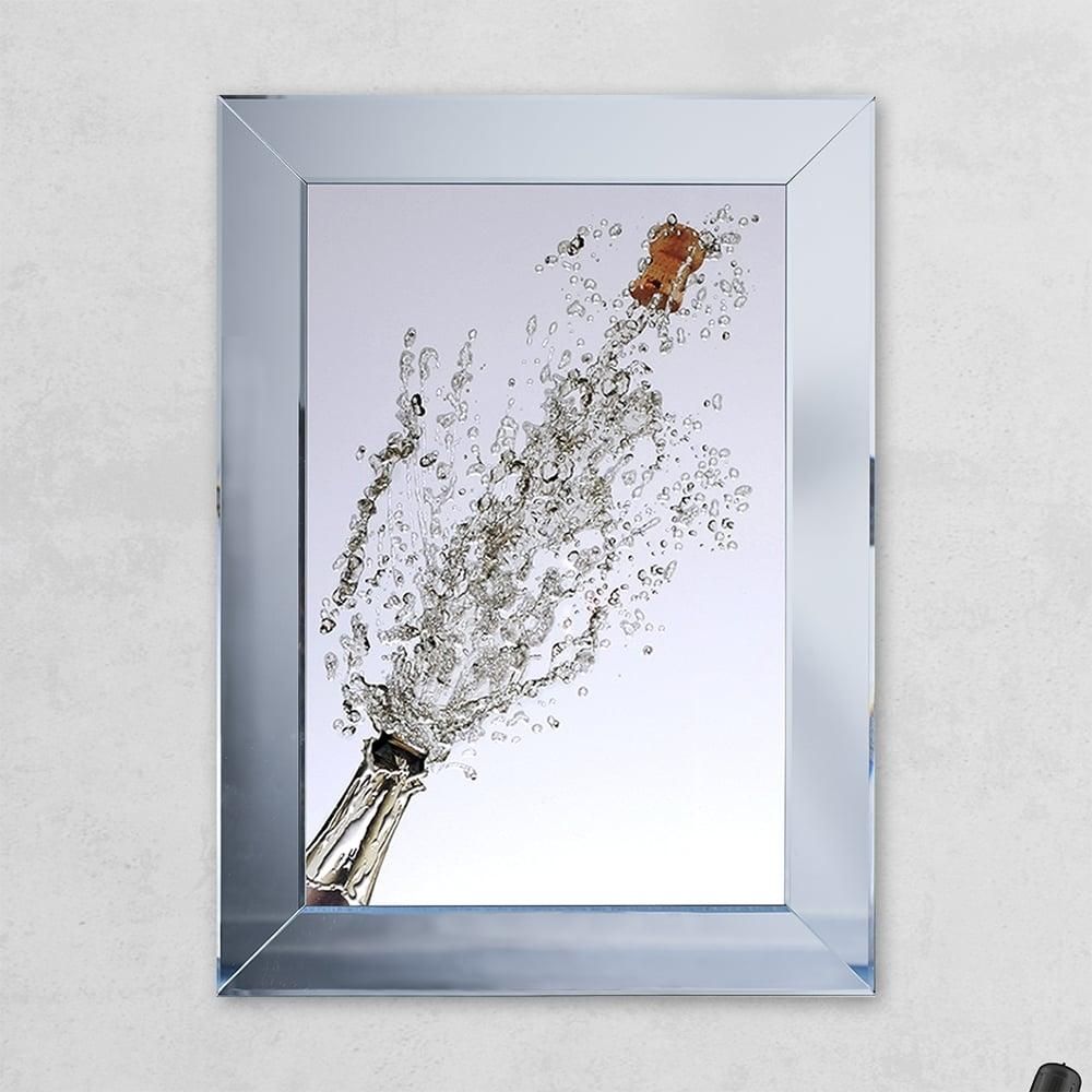 Shh Interiors Champagne Bottle Print Mirror With Liquid Glass And In Mirror With Crystals (Photo 17 of 20)