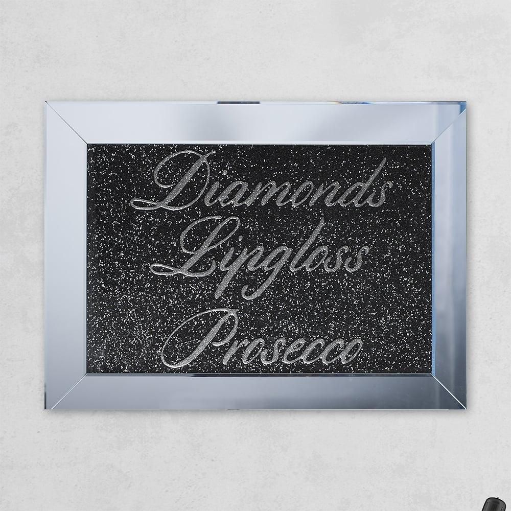 Shh Interiors Diamonds Lipgloss Prosecco Silver Black Mirror With In Mirror With Crystals (Photo 13 of 20)