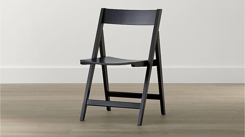 Spare Black Folding Wood Dining Chair | Crate And Barrel Regarding Black Folding Dining Tables And Chairs (Photo 12 of 20)