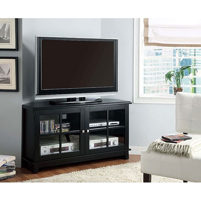 Stunning Brand New Black Corner TV Cabinets With Glass Doors With Regard To Tv Stands 2017 Favorite Design Overstock Tv Stands Overstock (View 10 of 50)