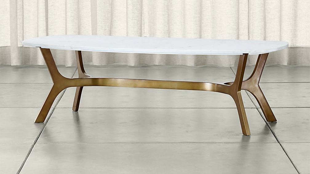 Stunning Deluxe Marble Coffee Tables Within Elke Rectangular Marble Coffee Table With Brass Base Crate And (View 13 of 50)