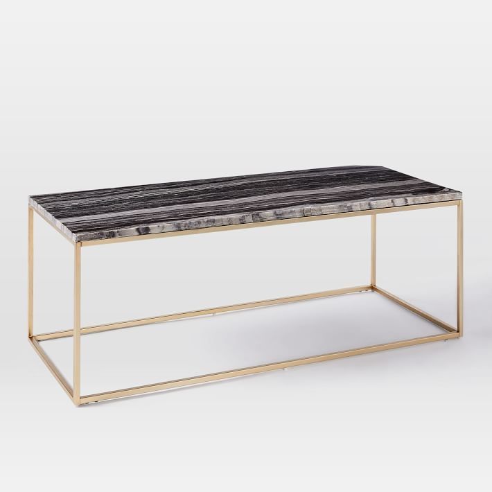 Stunning Fashionable Black And Grey Marble Coffee Tables Regarding Mira Coffee Table Black Marble West Elm (View 18 of 40)