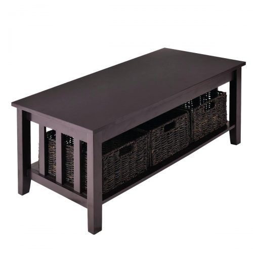 Stunning Fashionable Coffee Table With Wicker Basket Storage With Regard To Wooden Garbage Can Storage Furniture Square Glass Coffee Vanity (View 38 of 40)