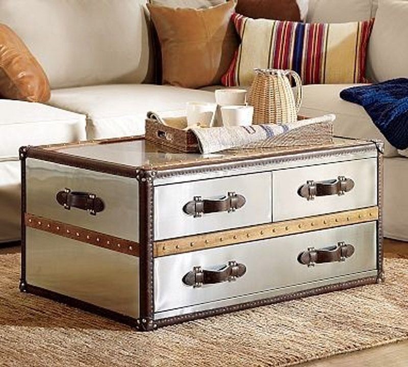 Stunning Latest Steamer Trunk Stainless Steel Coffee Tables Throughout Steamer Trunk Coffee Table Stainless Steel (View 1 of 50)