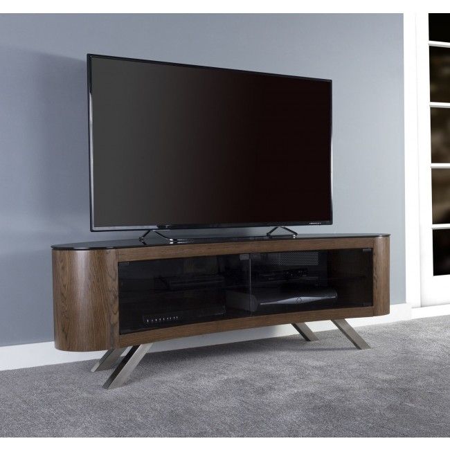 Stunning New Avf TV Stands With Regard To Avf Fs15bayxw A Affinity Plus Bay Curved Tv Stand Walnut Huppins (View 32 of 50)