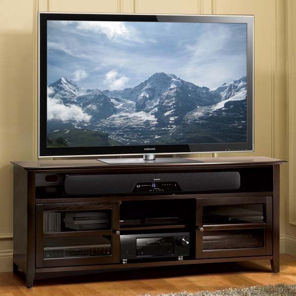 Stunning Premium Dark TV Stands Pertaining To Bello No Tools Assembly 65 Inch Wood Tv Cabinet Dark Espresso (Photo 29 of 50)