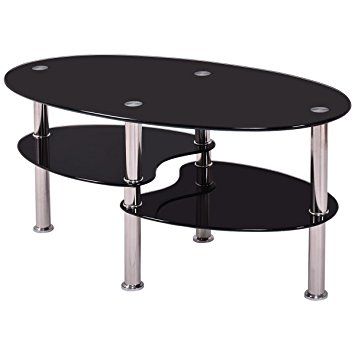 Stunning Series Of Oval Black Glass Coffee Tables For Amazon Tangkula Coffee Table Oval Glass Home Living Room Side (Photo 43 of 50)