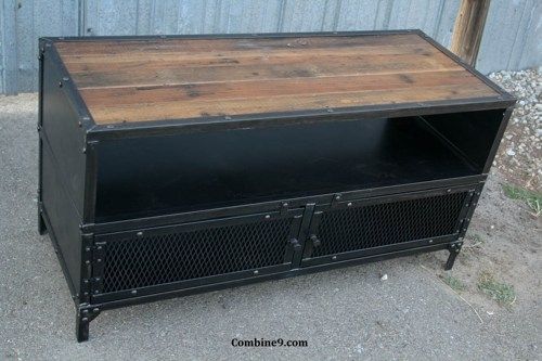 Stunning Well Known Vintage Industrial TV Stands With Vintage Industrial Tv Stand Reclaimed Woodsteel Mid Century (View 4 of 50)
